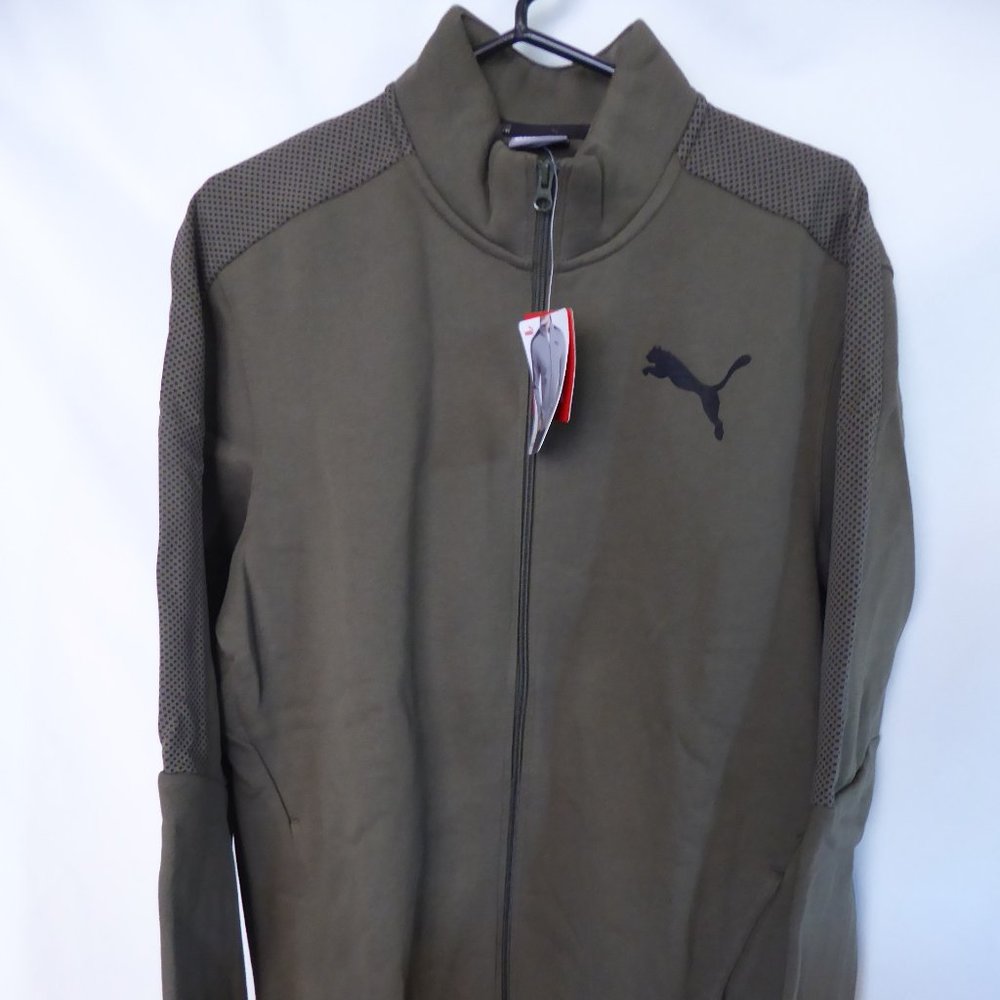 PUMA BRAND MENS OLIVE LONG SLEEVE TRACK JACKET WITH FULL ZIPPER (L) NEW WITH TAG